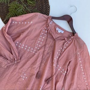 Emerson Fry India Collection Woman’s Shirt Dusty Rose Embroidered Bardot Medium